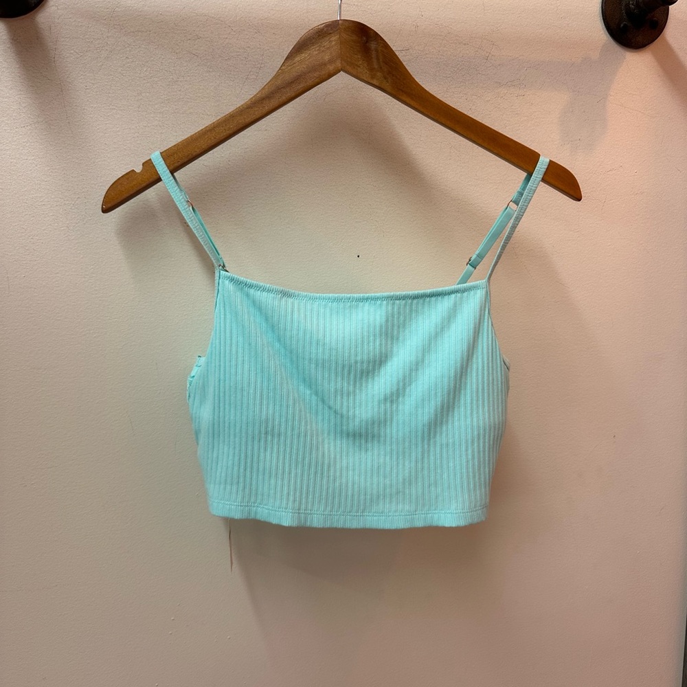 NWT Aerie Light Blue Ribbed Crop Top/Bralette - Picture 3 of 6